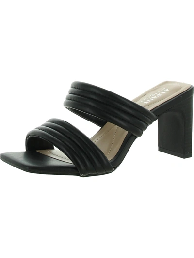Shop Alfani Stantonn Womens Leather Strappy Block Heels In Black