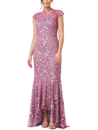 Shop Js Collections Womens Embroidered Hi-low Evening Dress In Multi