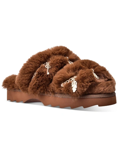 Shop Wild Pair Paiygef Womens Faux Fur Slip On Slide Sandals In Gold