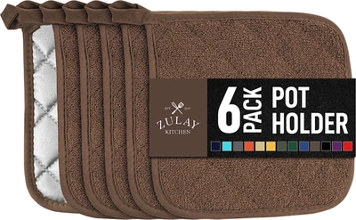 Zulay Kitchen Pot Holders For Kitchen Heat Resistant Cotton 6 Pack