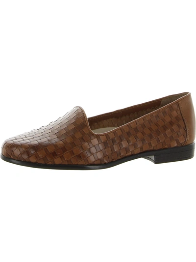 Shop Trotters Liz Womens Woven Flat Smoking Loafers In Brown