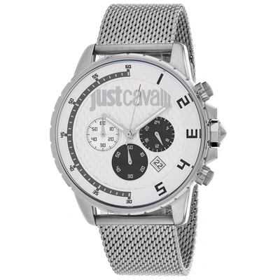 Shop Just Cavalli Men's White Dial Watch In Silver
