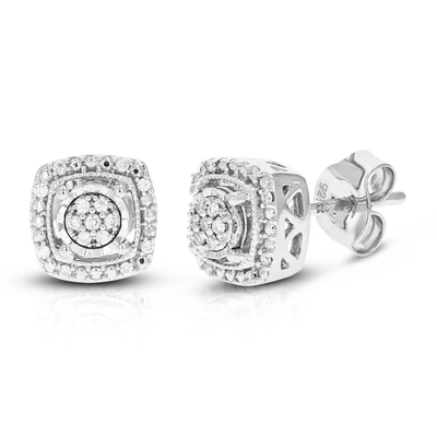 Vir Jewels 1/10 Cttw 30 Stones Round Lab Grown Diamond Studs Earrings .925 Sterling Silver Prong Set Square Sha In Silver