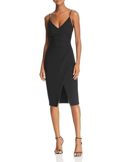 Shop Black Halo Bowery Womens Ruched Cocktail Sheath Dress In Black