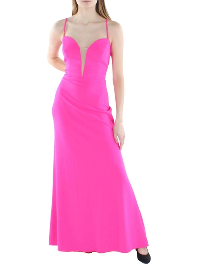 Shop Aqua Womens Plunging Long Evening Dress In Pink