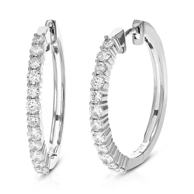 Shop Vir Jewels 1 Cttw Round Lab Grown Diamond Hoop Earrings .925 Sterling Silver Prong Set 1 Inch
