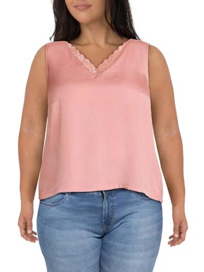 Shop Vero Moda Plus Sandra Womens Double V Neck Slip Tank Top In Pink