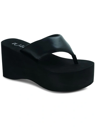 Shop Wild Pair Naomie Womens Faux Leather Thong Platform Sandals In Black