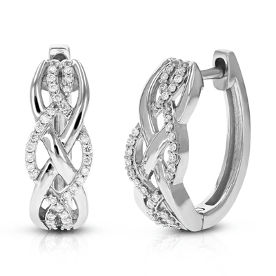 Vir Jewels 1/5 Cttw 64 Stones Round Lab Grown Diamond Hoop Earrings .925 Sterling Silver Prong Set 2/3 Inch In Silver