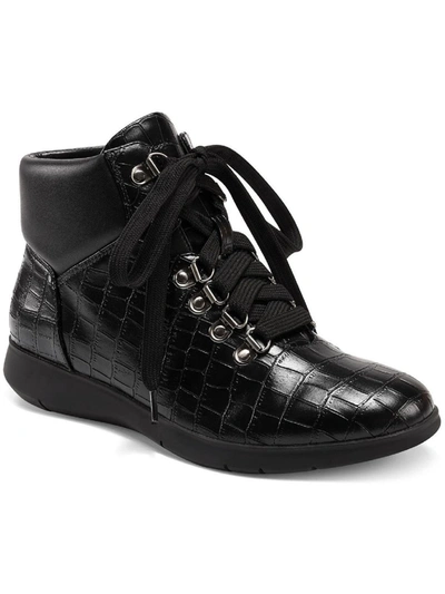 Shop Aerosoles Frankie Womens Fax Leather Ankle Combat & Lace-up Boots In Black