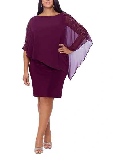 Shop X By Xscape Plus Womens Chiffon Embellished Cocktail And Party Dress In Purple