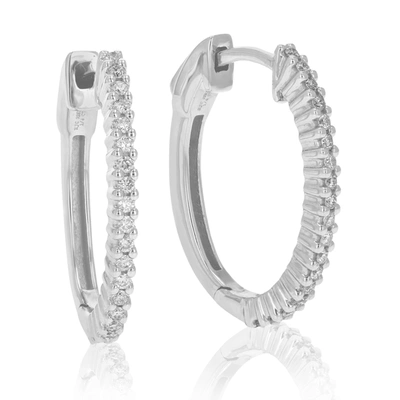Vir Jewels 1/4 Cttw Round Lab Grown Diamond Hoop Earrings .925 Sterling Silver Prong Set Size 3/4 Inch In Silver