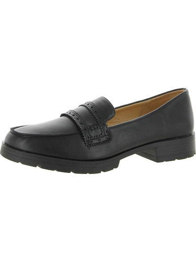 Shop Lifestride London Womens Faux Leather Slip On Loafers In Black