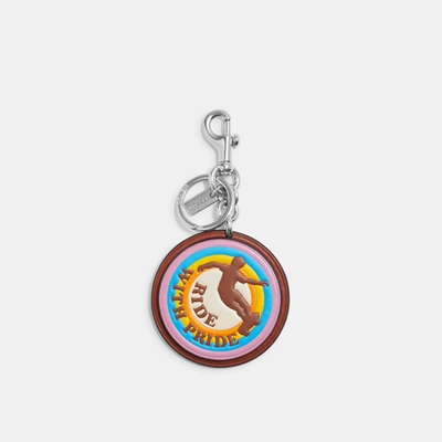 Shop Coach Outlet Ride With Pride Bag Charm In Rainbow Signature Canvas In Multi