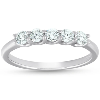 Shop Pompeii3 1/2 Ct Five Stone U Prong Ex3 Lab Grown Diamond Wedding Ring 14k White Gold