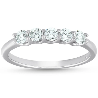 Shop Pompeii3 1/2 Ct Five Stone U Prong Ex3 Lab Grown Diamond Wedding Ring 14k White Gold