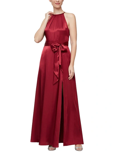 Shop Alex & Eve Womens Satin Belted Evening Dress In Pink