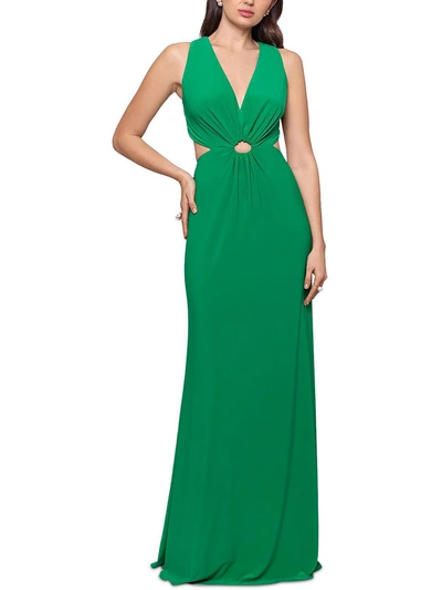 Shop Betsy & Adam Womens Cut Out V Neck Evening Dress In Green