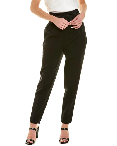 Shop Carolina Herrera High Waisted Pleated Cummerbund Wool-blend Pant In Black