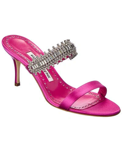Shop Manolo Blahnik Sako 70 Satin Sandal In Pink