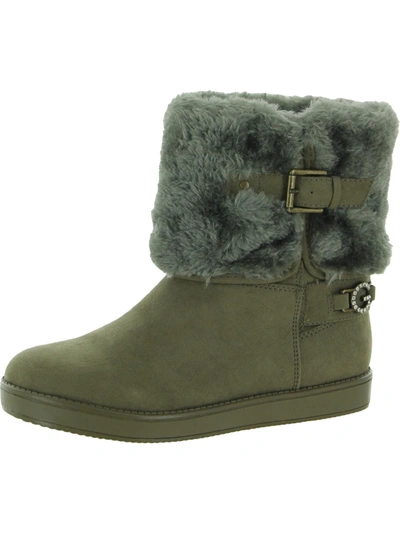 Shop Gbg Los Angeles Aleya Womens Faux Suede Cold Weather Ankle Boots In Green