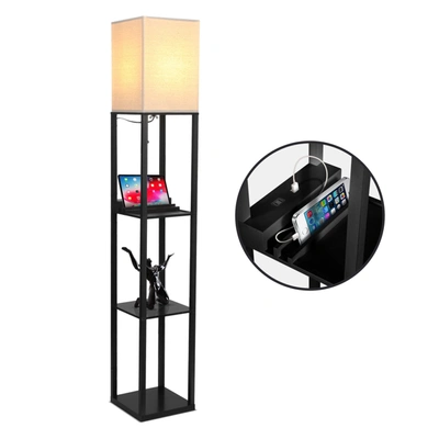 Brightech Maxwell Led Shelf Lamp With Usb Port And Outlet
