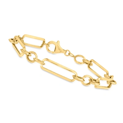 Shop Canaria Fine Jewelry Canaria 10kt Yellow Gold Alternating Cable And Paper Clip Link Bracelet