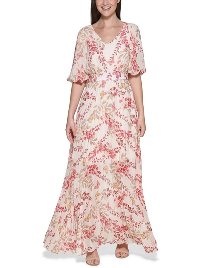 Shop Kensie Womens Chiffon Floral Maxi Dress In Pink