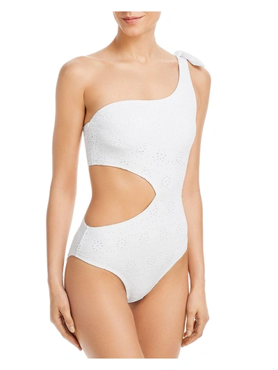 Shop Aqua Swim Womens One-shoulder Monokini One-piece Swimsuit In White