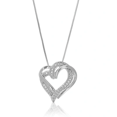 Vir Jewels 1/10 Cttw Lab Grown Round Diamond Heart Pendant Necklace .925 Sterling Silver 2/3 Inch With 18 Inch In Silver