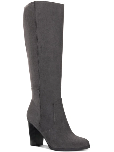 Shop Style & Co Addyy Womens Microsuede Pull On Knee-high Boots In Grey
