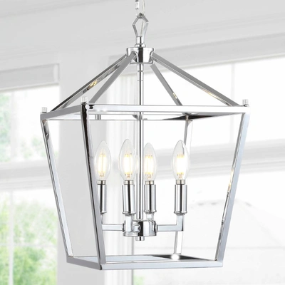 Jonathan Y Pagoda 12" 4-bulb Lantern Metal Led Pendant