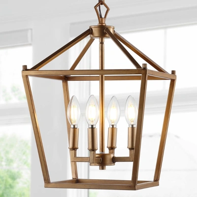 Jonathan Y Pagoda 12" 4-bulb Lantern Metal Led Pendant