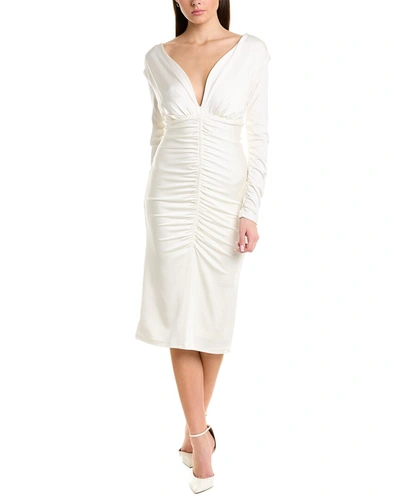 Et Ochs Vivian V-neck Ruched Midi Dress In White