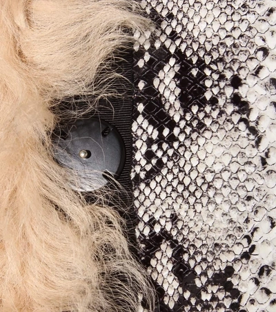 Shop Lanvin Fur-trimmed Embossed Leather Vest