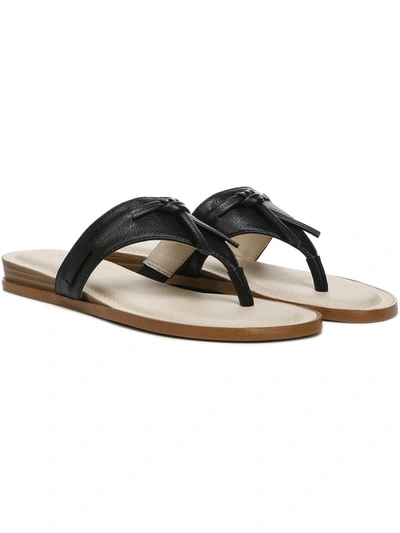 Shop Lifestride Rio Womens Faux Leather Pebbled Flip-flops In Black