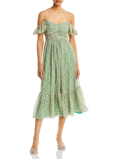 Shop Bardot Womens Floral Print Long Midi Dress In Green