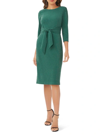 Shop Adrianna Papell Womens Tie-front Knee-length Sheath Dress In Green