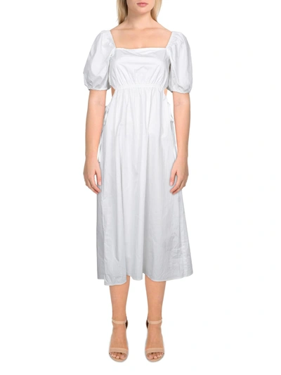 Shop Ava + Esme Womens Cut Out Puff Sleeves Midi Dress In White