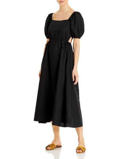 Shop Ava + Esme Womens Cut Out Puff Sleeves Midi Dress In Black