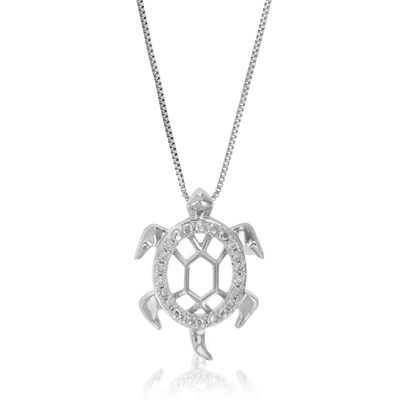 Vir Jewels 1/10 Cttw Lab Grown Diamond Turtle Pendant Necklace .925 Sterling Silver 1/2 Inch With 18 Inch Chain In Silver