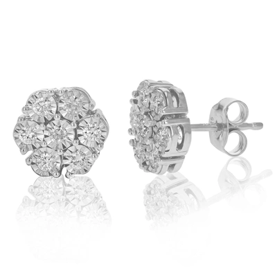 Vir Jewels 1/2 Cttw Round Cut Lab Grown Diamond Stud Earrings .925 Sterling Silver Prong Set Push Backs In Silver