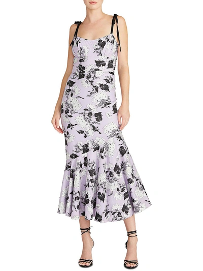 Shop ml Monique Lhuillier Womens Asymmetric Flounce Midi Dress In Multi