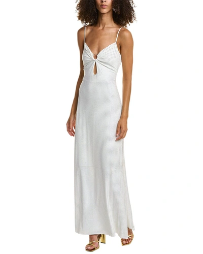 Shop Liv Foster Rhinestone Silk-trim Maxi Dress In White