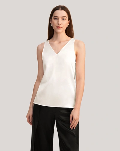 Lilysilk V-neck Sleeveless Silk Tank Top In White