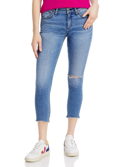Shop Rag & Bone Womens Distressed Mid-rise Cropped Jeans In Multi