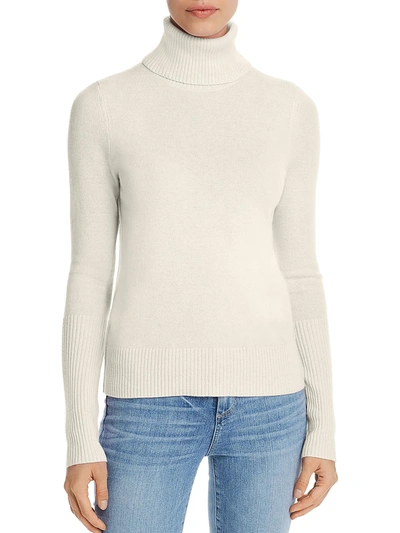 Shop Aqua Womens Cashmere Ribbed Trim Turtleneck Sweater In White