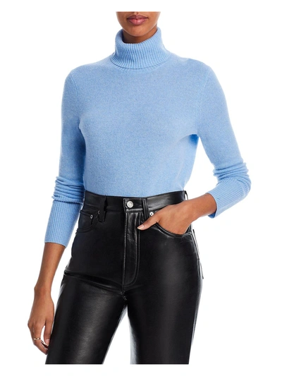 Shop Aqua Womens Cashmere Ribbed Trim Turtleneck Sweater In Blue