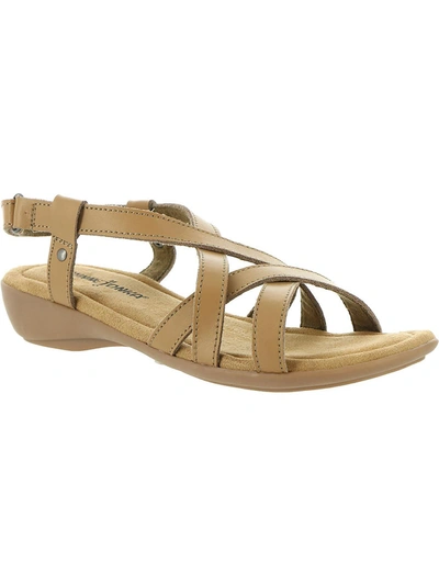 Shop Minnetonka Sunny Slingback Womens Leather Strappy Flat Sandals In Gold