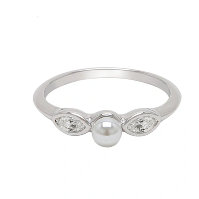 Shop Adornia Pearl Crystal Marquis Ring Silver In White
